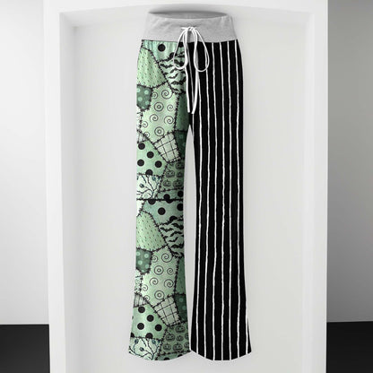 Mint Macabre Patchwork Women's High-waisted Wide Leg Pants