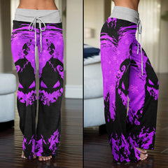 Purple Nightmare Christmas Theme Women's High-waisted Wide Leg Pants | Wonder Skull