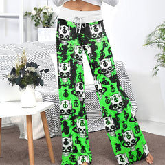 Black Green Devil Brush Women's High-waisted Wide Leg Pants | Wonder Skull