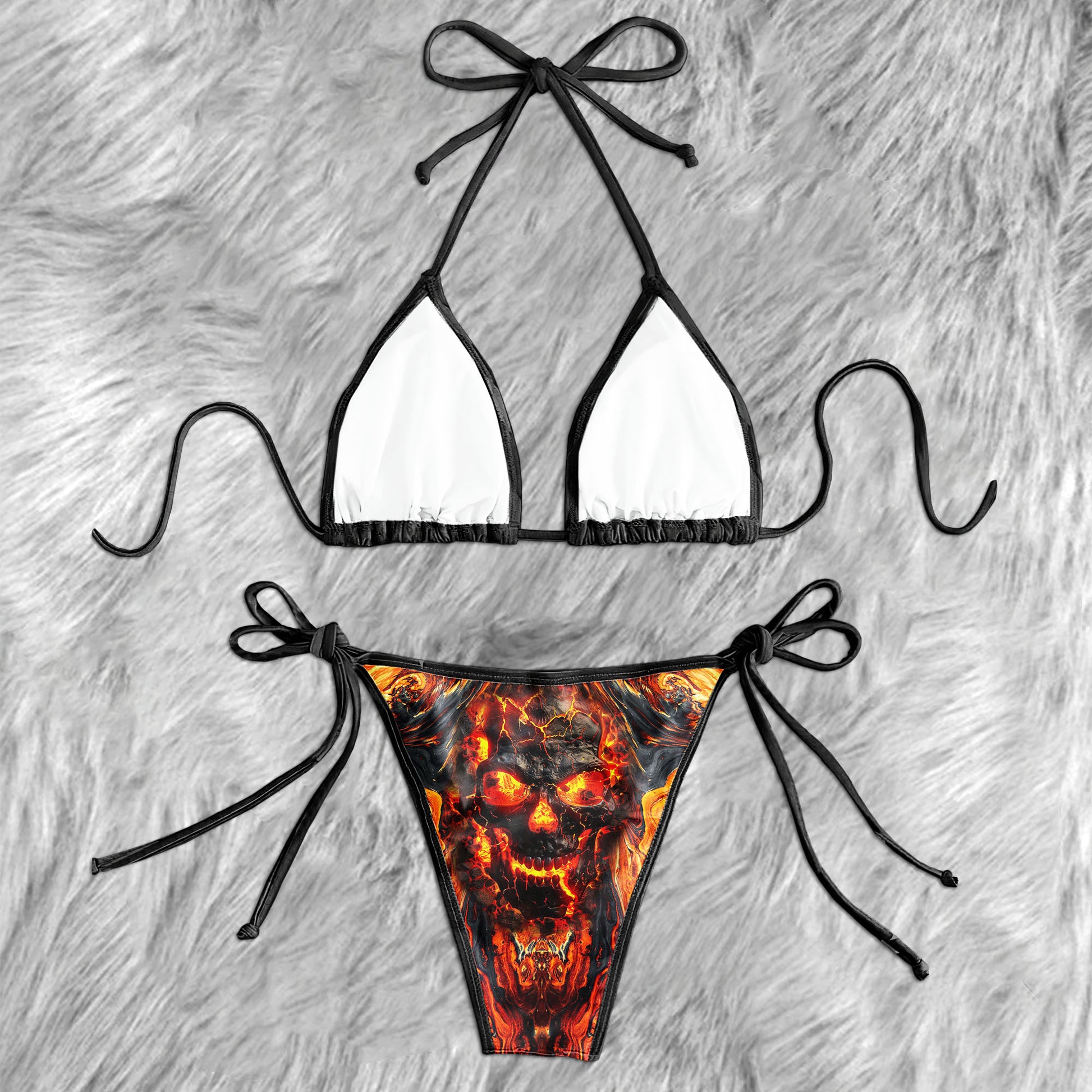 Abstract Lava Skull Micro Triangle Bikini Swimsuit - Wonder Skull