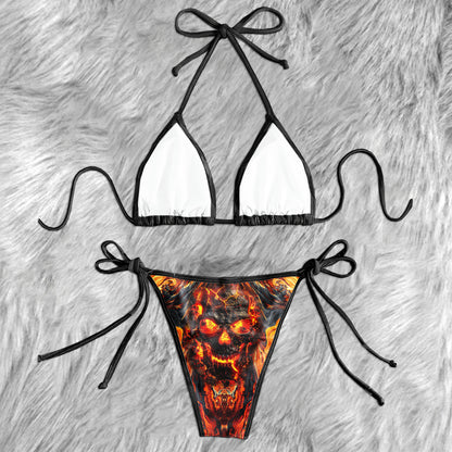 Abstract Lava Skull Micro Triangle Bikini Swimsuit - Wonder Skull