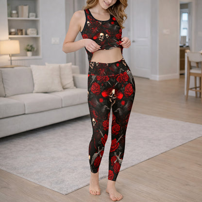 Gothic Skull & Rose Noir Tanktop and Leggings