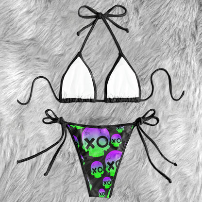 Graffiti Neon Skull Micro Triangle Bikini Swimsuit