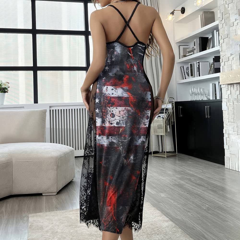 Skull Flag Abstract Gothic Women's Lace Cami Sleepwear | Gothic, Punkrock, Lingerie for Women