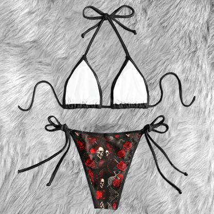 Crimson Skull Seduction Micro Triangle Bikini Swimsuit