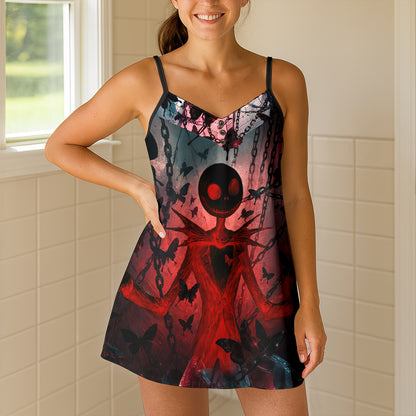 Skeleton Butterfly Chain Short Cami Dress