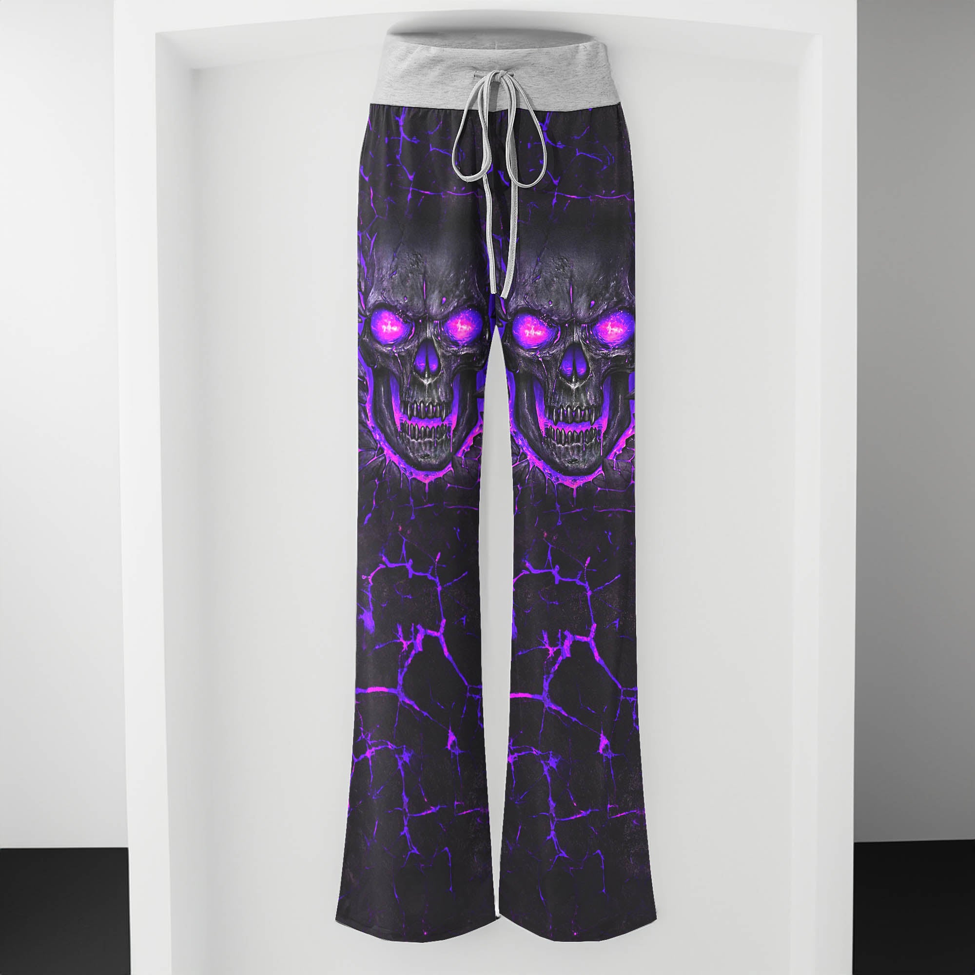 Purple Skull Lava Women's High-waisted Wide Leg Pants
