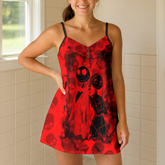 Scarlet Skulls Embrace Short Cami Dress