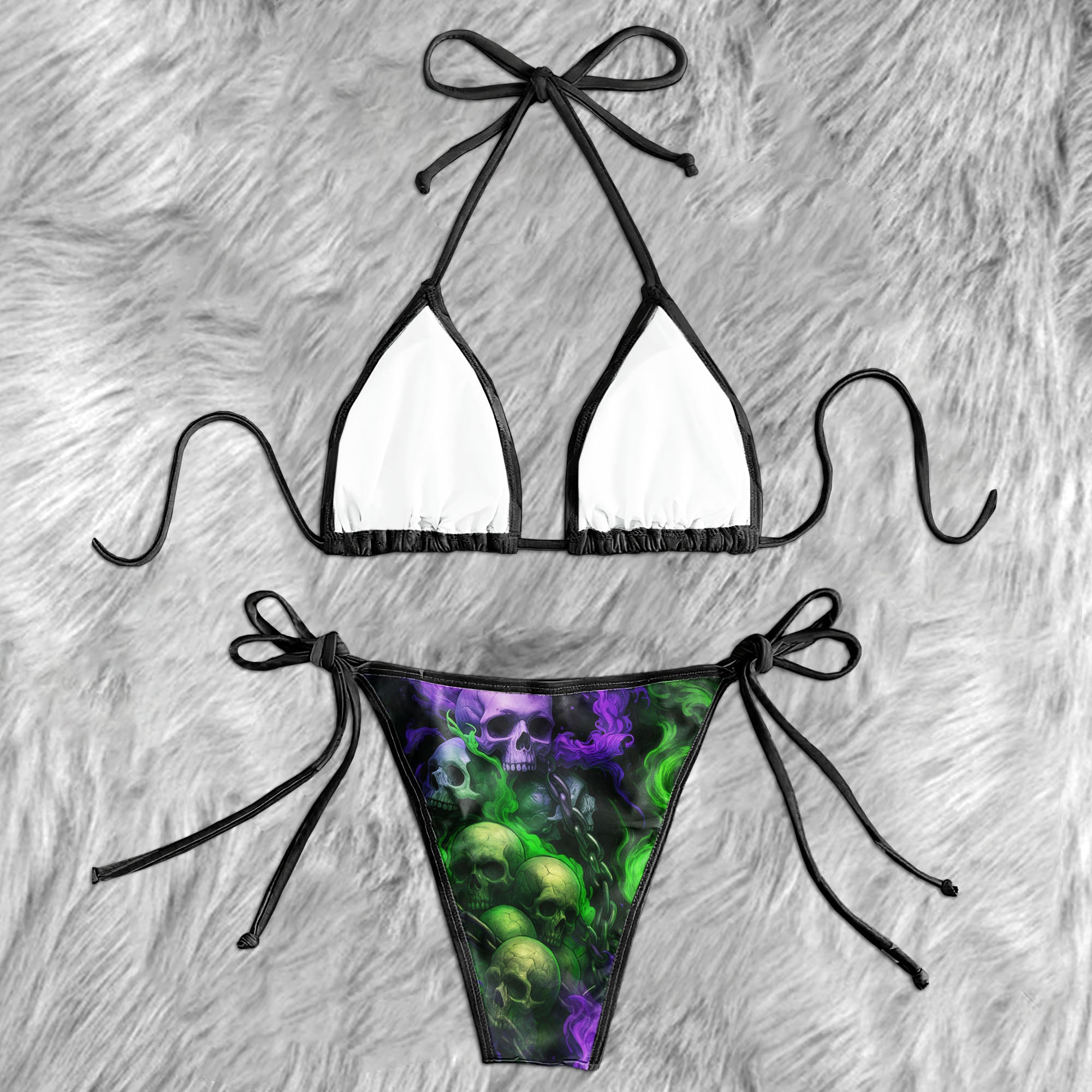 Chained Souls Skull Micro Triangle Bikini Swimsuit