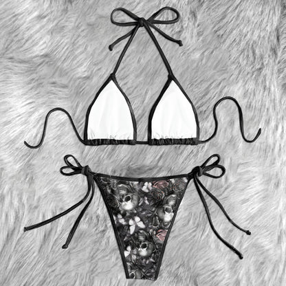 Dark Skull Gothic Pattern Micro Triangle Bikini Swimsuit