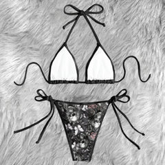 Dark Skull Gothic Pattern Micro Triangle Bikini Swimsuit