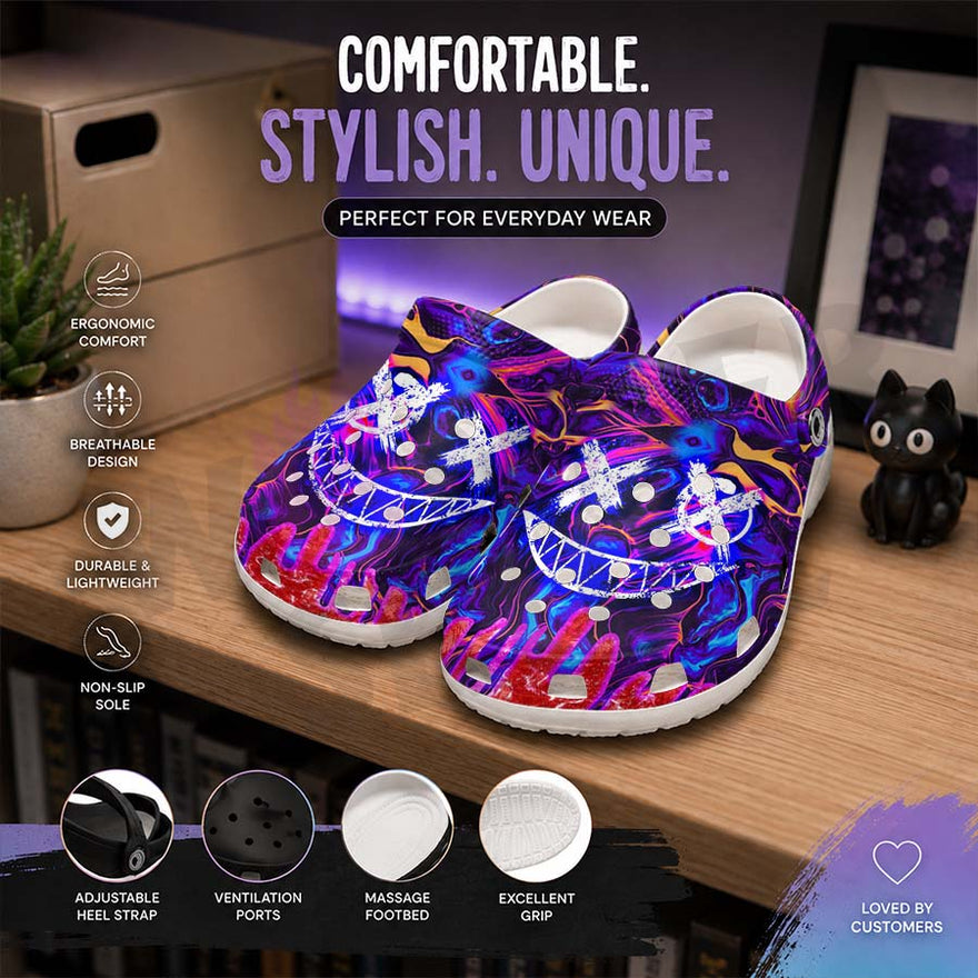 Wonder Skull Lightweight Clog Sandals are designed for all-day comfort. Featuring breathable ventilation holes, a cushioned footbed, and a pivoting heel strap, these versatile unisex clogs are perfect for use at home, outdoors, or at work — whatever your profession may be.
