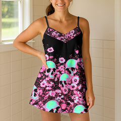 Neon Skull Garden Short Cami Dress
