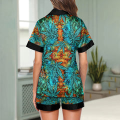 Abstract PsyFire Leafscape Women's Pajama Sets Top Sleeve & Short Bottom