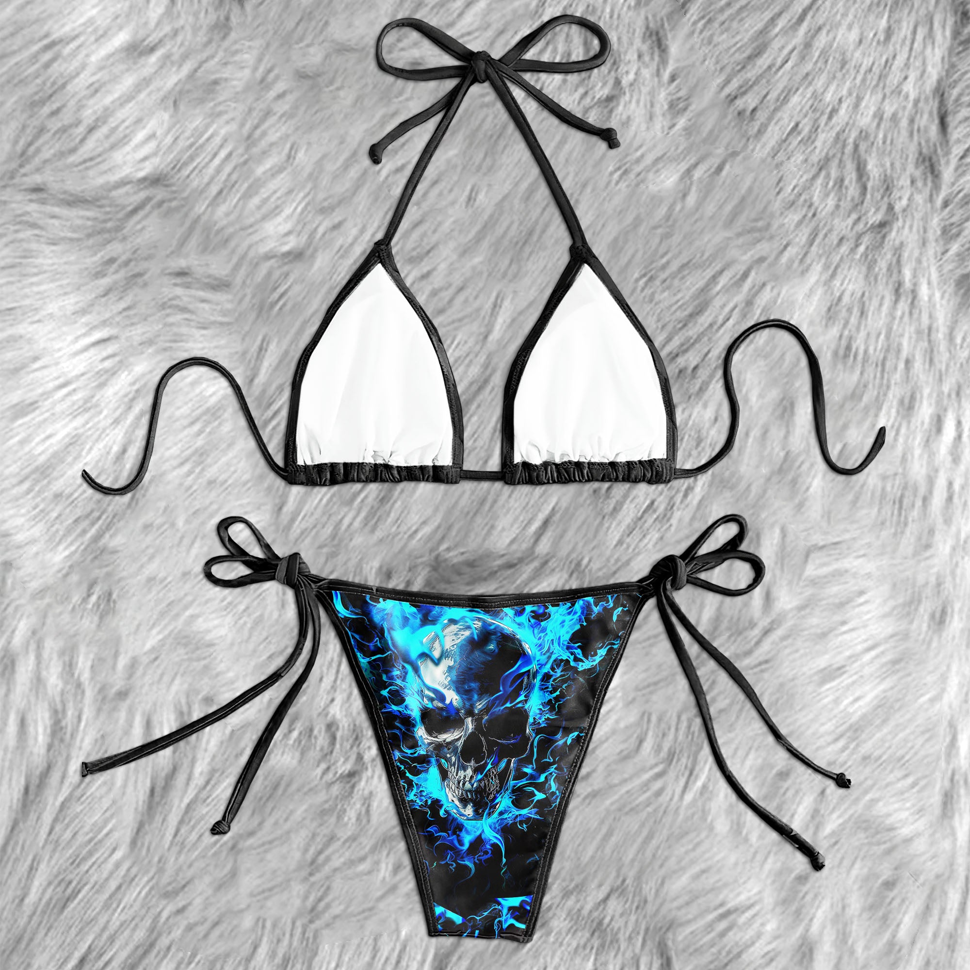 Thunder Blue Skull Micro Triangle Bikini Swimsuit - Wonder Skull