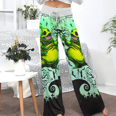 Green Nightmare Theme Art Women's High-waisted Wide Leg Pants | Wonder Skull