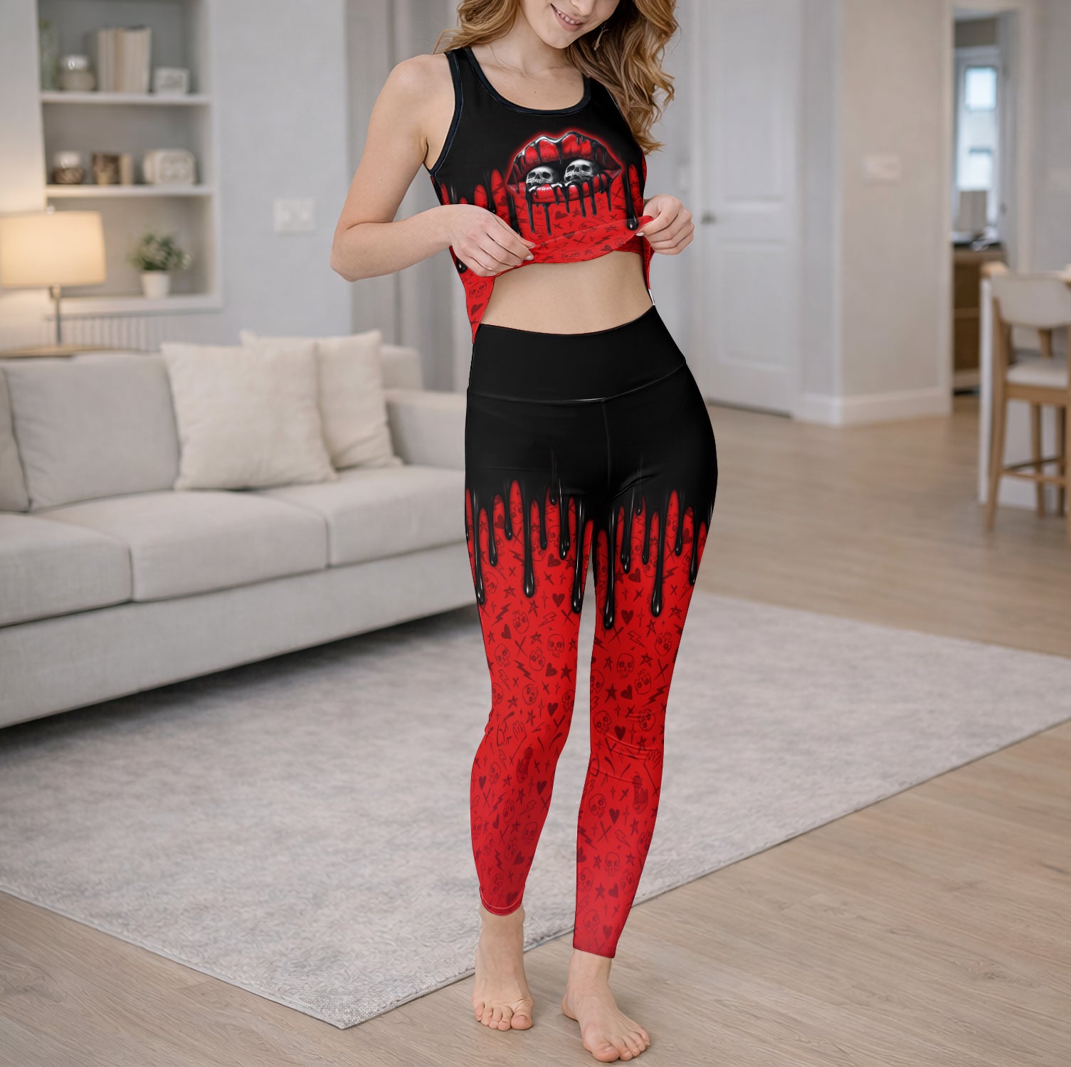 Bloody Kiss Skull Art Tanktop and Legging