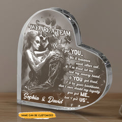 I Got You - Customized Skull Couple Crystal Heart Anniversary Gifts