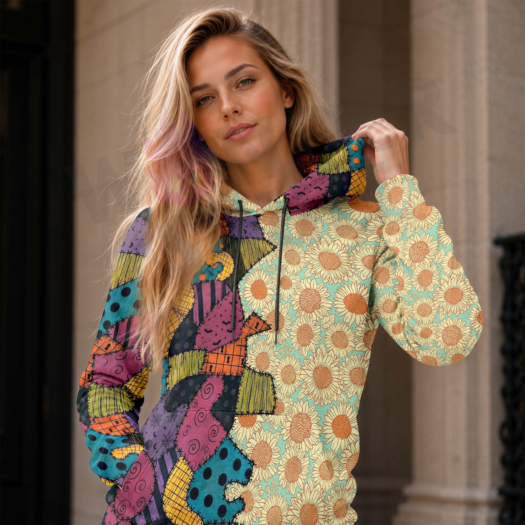 Women Hoodie and Leggings, Sunset Sunflowers Stitched Outwear Pants Outfit