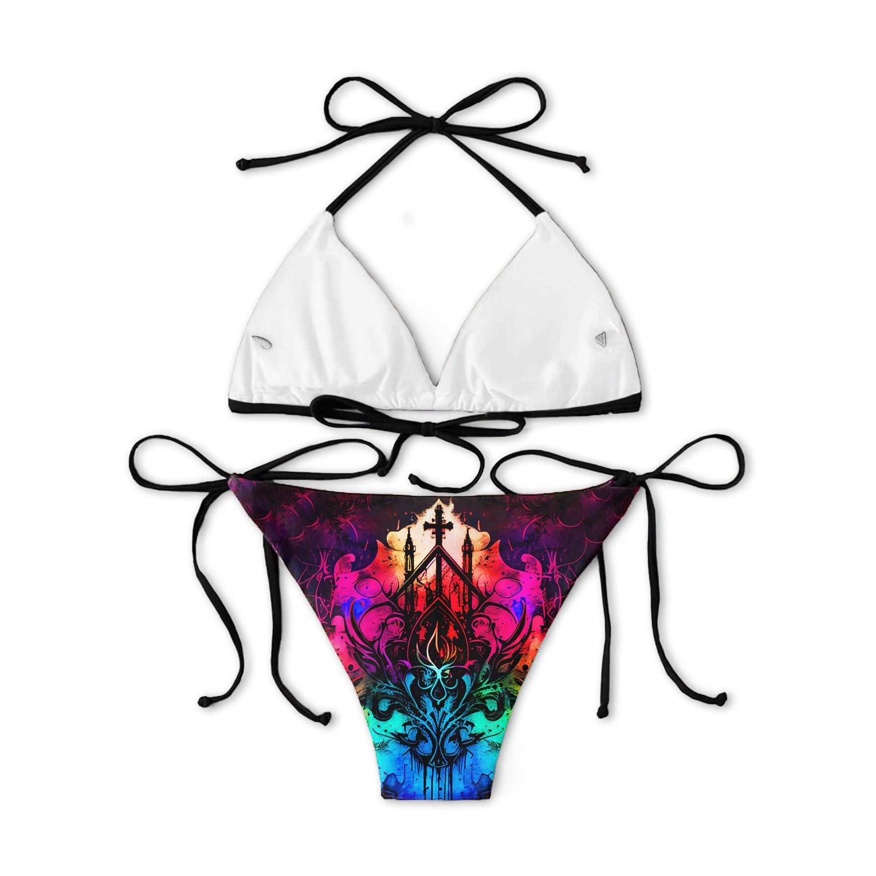 Radiant TieDye Skull Gothic Micro Triangle Bikini Swimsuit - Wonder Skull