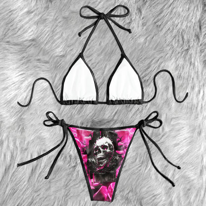 Electric Magenta Skull Micro Triangle Bikini Swimsuit