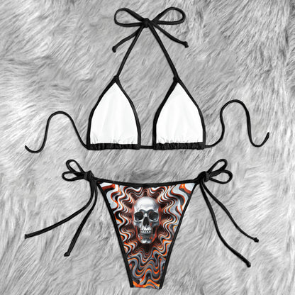 Metallic Vortex Skull Micro Triangle Bikini Swimsuit