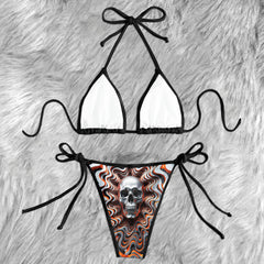 Metallic Vortex Skull Micro Triangle Bikini Swimsuit