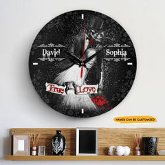 Skull Couple Faded Effect Elegant engraved clock, a sentimental keepsake for your special occasion and enduring love.