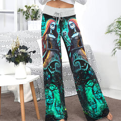 Dark Nightmare Couple Art Women's High-waisted Wide Leg Pants | Wonder Skull