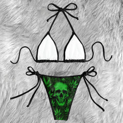 Cyber Matrix Skull Leaf Micro Triangle Bikini Swimsuit