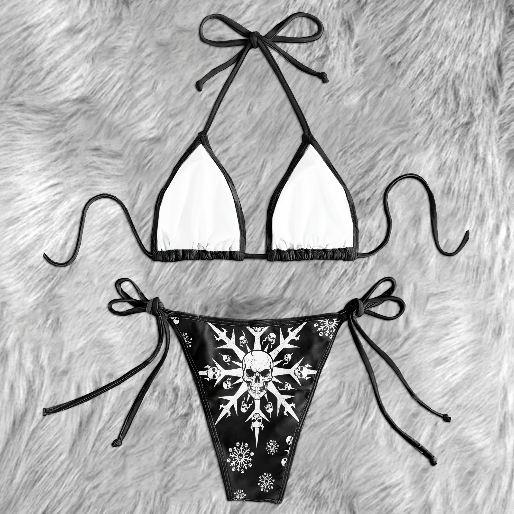 Frozen Death Snowflake Pattern Micro Triangle Bikini Swimsuit