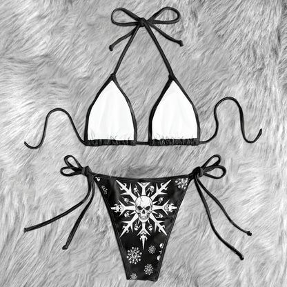 Frozen Death Snowflake Pattern Micro Triangle Bikini Swimsuit