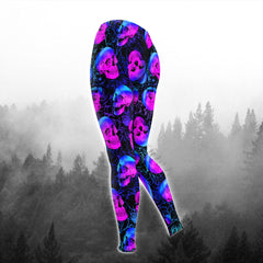 Purple Skull Rose Spider Combo Hoodie and Leggings - Dark and edgy matching set with skull designs for a unique and stylish look.