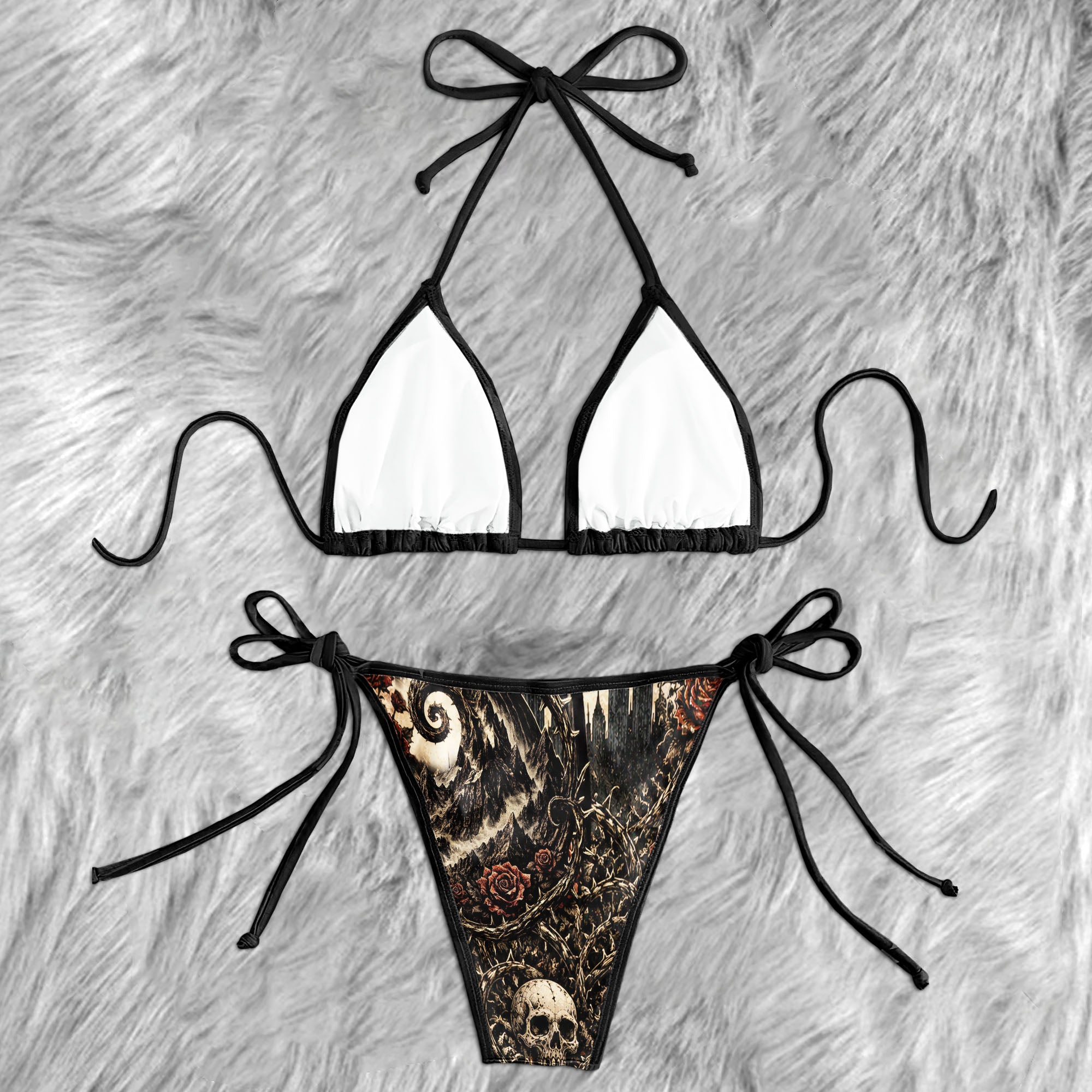 Vintage Grunge American Skeleton Micro Triangle Bikini Swimsuit