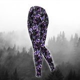 Dark Violet Skull Floral Combo Hoodie and Leggings - Dark and edgy matching set with skull designs for a unique and stylish look.