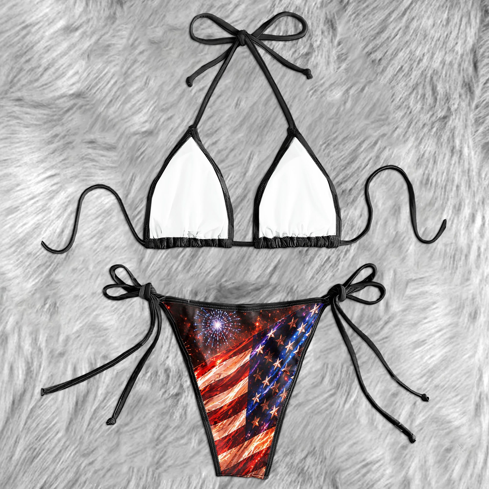 Dark Patriotic Skeleton Night Micro Triangle Bikini Swimsuit