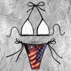 Dark Patriotic Skeleton Night Micro Triangle Bikini Swimsuit