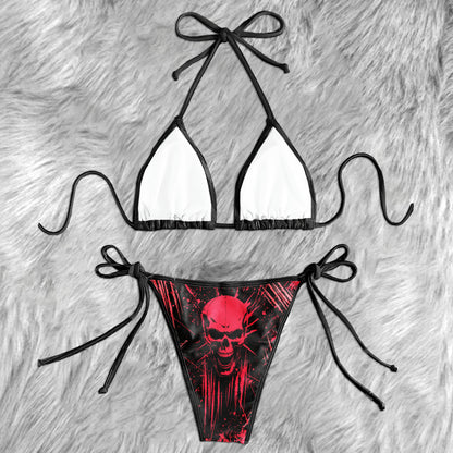 Dark Grunge Grime Skull Micro Triangle Bikini Swimsuit
