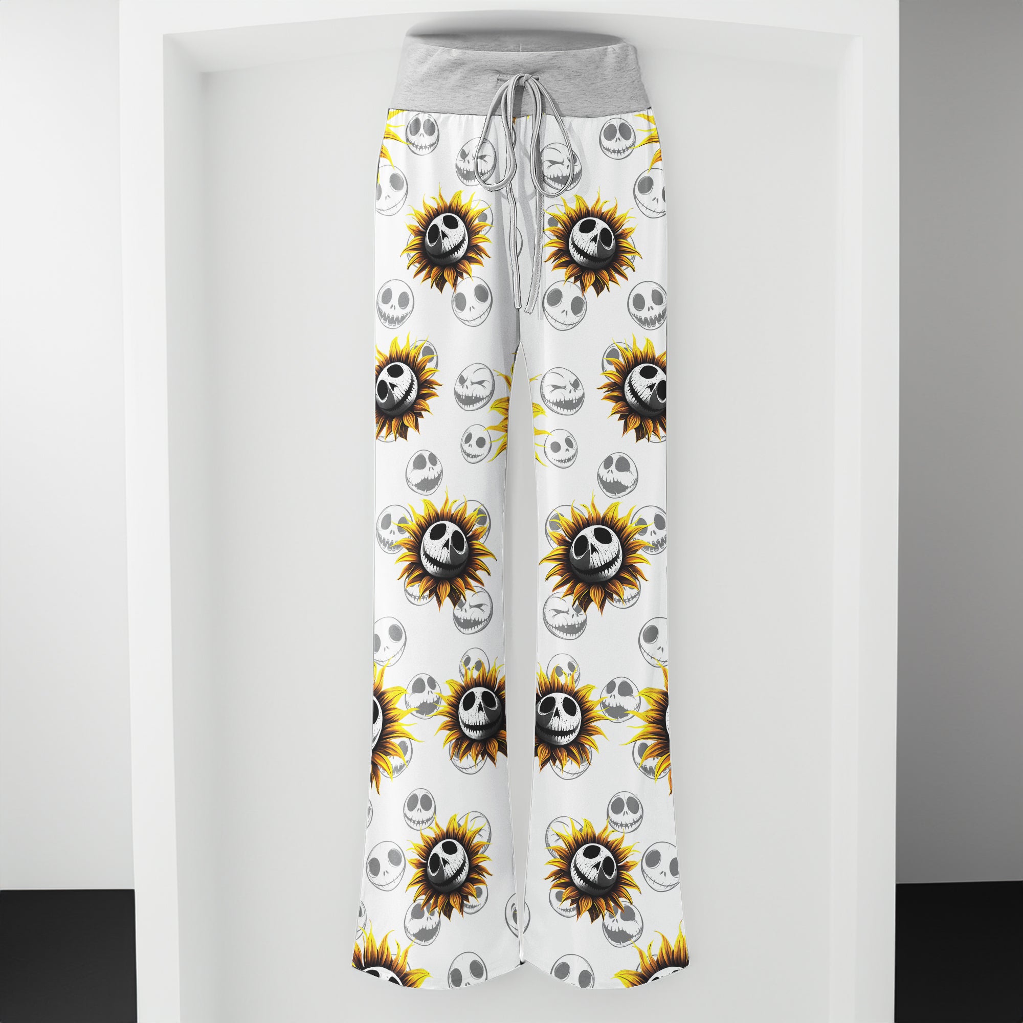 Flower Nightamre Patttern Women's High-waisted Wide Leg Pants