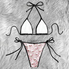 Chrome Skull Pink Pattern Micro Triangle Bikini Swimsuit