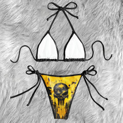 Yellow Horror Skull Micro Triangle Bikini Swimsuit - Wonder Skull