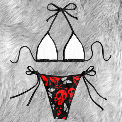 Red Skull Grey Butterfly Micro Triangle Bikini Swimsuit