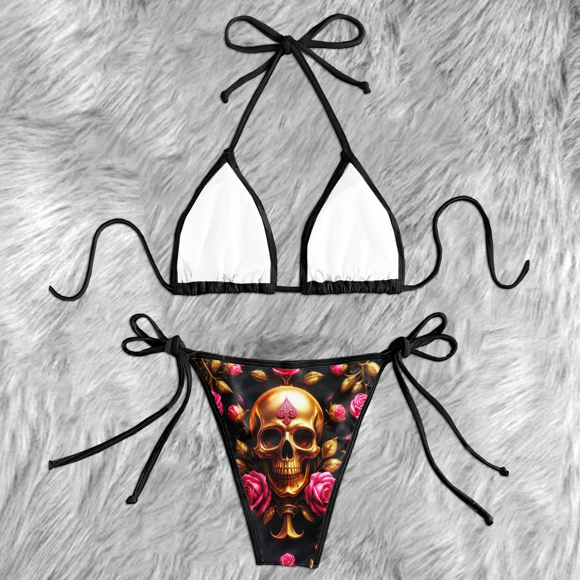 Golden Ace Skull & Royal Micro Triangle Bikini Swimsuit