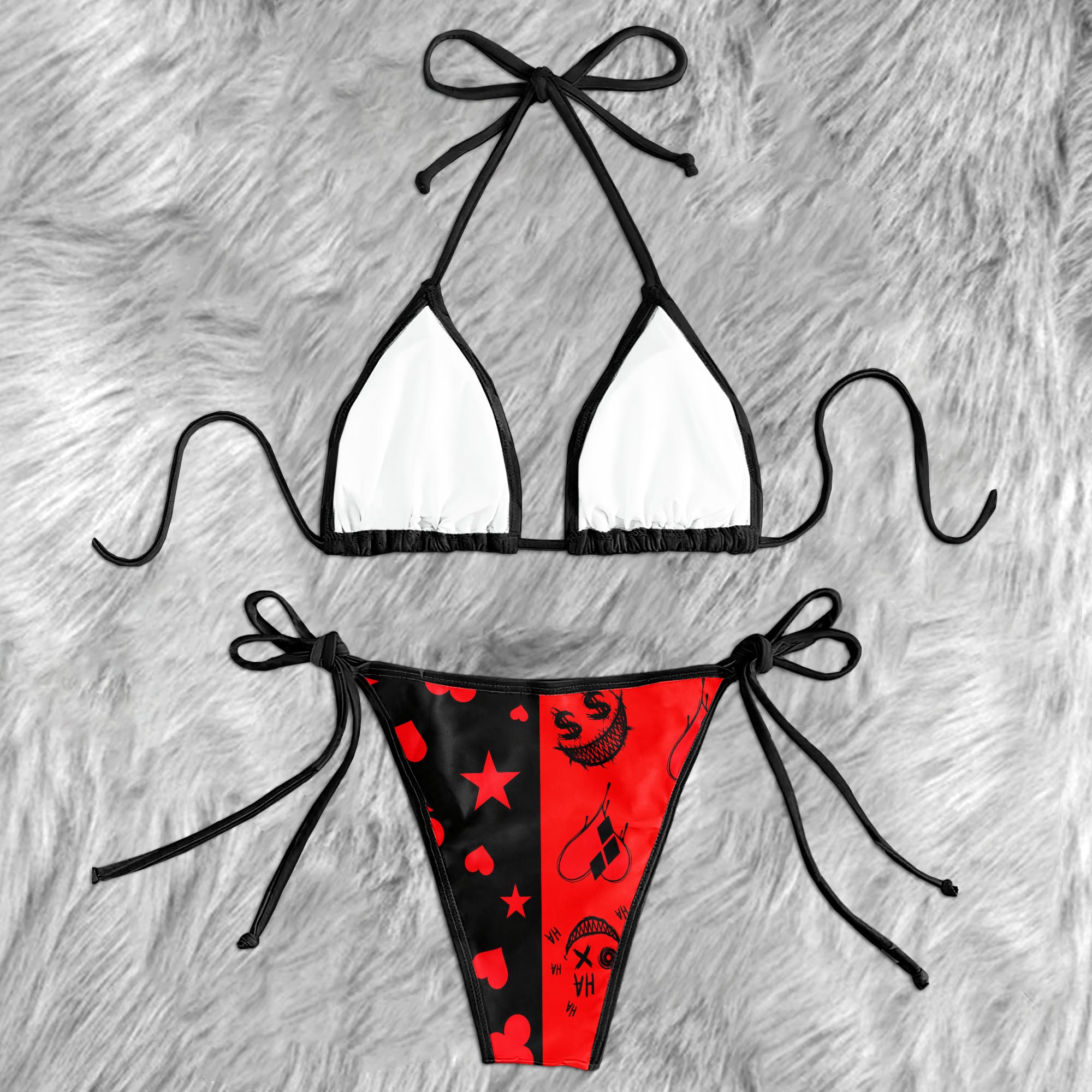 Psychotic Smile Card Micro Triangle Bikini Swimsuit