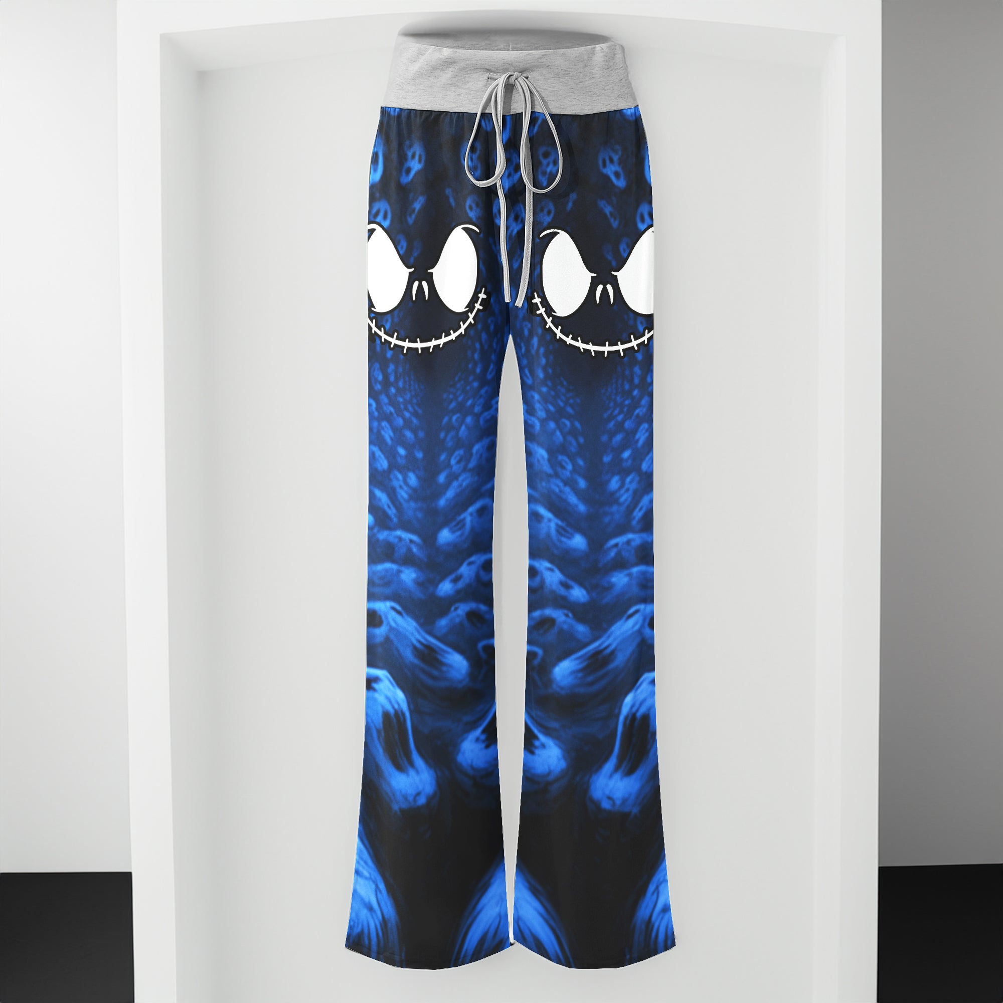 Infinite Blue Skull Art Women's High-waisted Wide Leg Pants