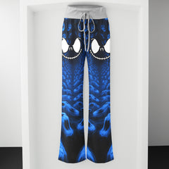 Infinite Blue Skull Art Women's High-waisted Wide Leg Pants