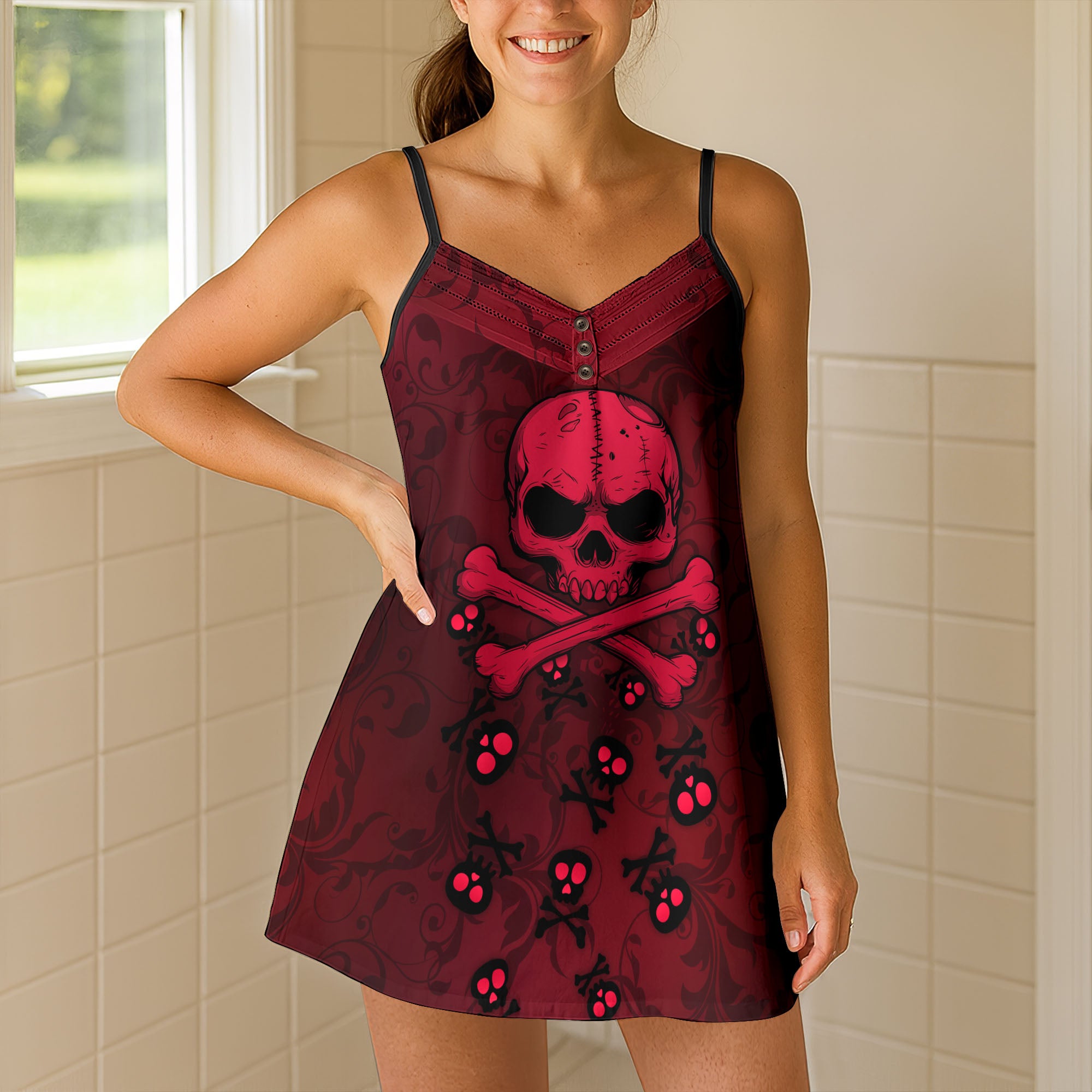 Scarlet Damask Curse Short Cami Dress
