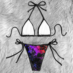 Red Blue Paint Psycho Skull Micro Triangle Bikini Swimsuit - Wonder Skull