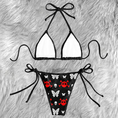Sweet Heart Skull Butterfly Micro Triangle Bikini Swimsuit