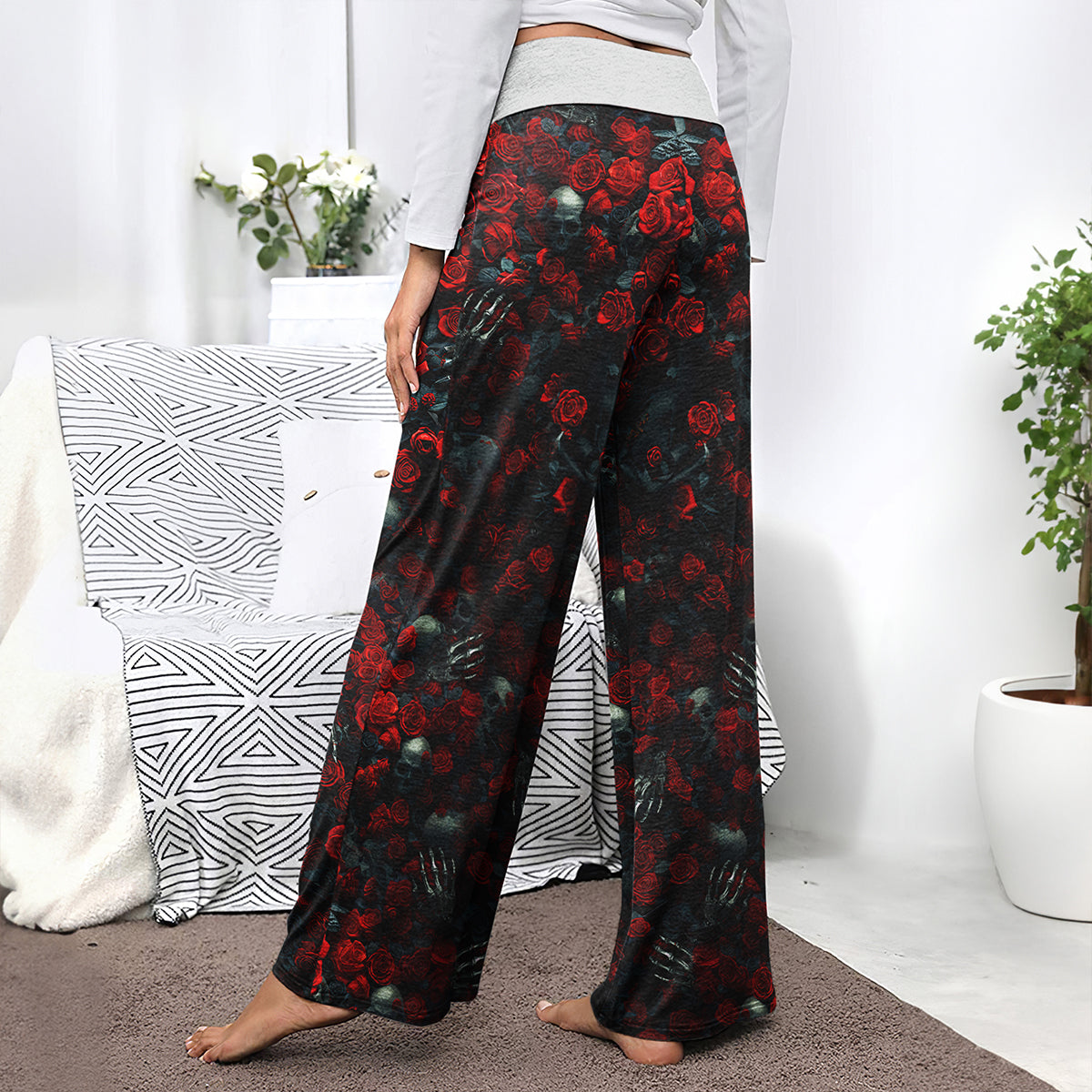 Skull Death Gothic Women's High-waisted Wide Leg Pants | Wonder Skull